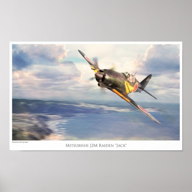 Affiche d'art aéronautique "Mitsubishi J2M Raiden" (Devant)