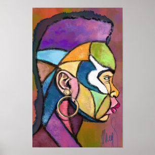 Affiche d'art africain peint homme
