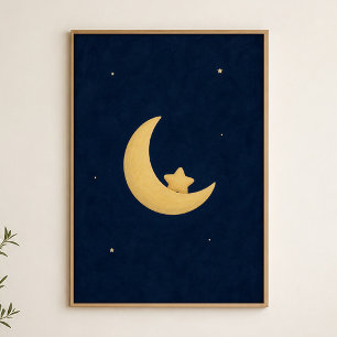 Affiche d'art aquarelle céleste Croissant Berceau