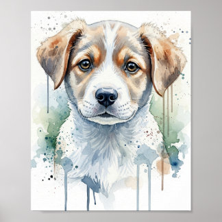 Affiche d'art aquarelle de chaton orange joueur