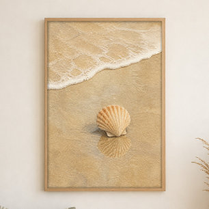 Affiche d'art aquarelle de coquillage sur sable hu