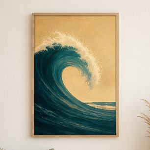 Affiche d'art aquarelle de l'eau de mer Curl