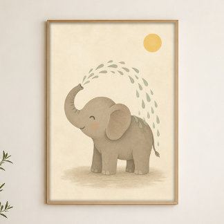 Affiche d'art aquarelle fantaisiste de douche d'él