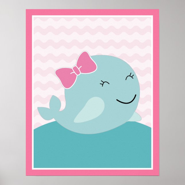 Affiche d'art Baleine Rose Sea Sweeties Girl Seali (Devant)