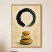 Affiche d'art boho Enso sur pierres à la gouache