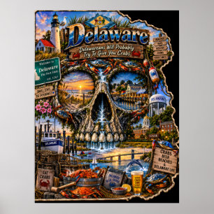 Affiche d'art crânien du Delaware - État d'esprit