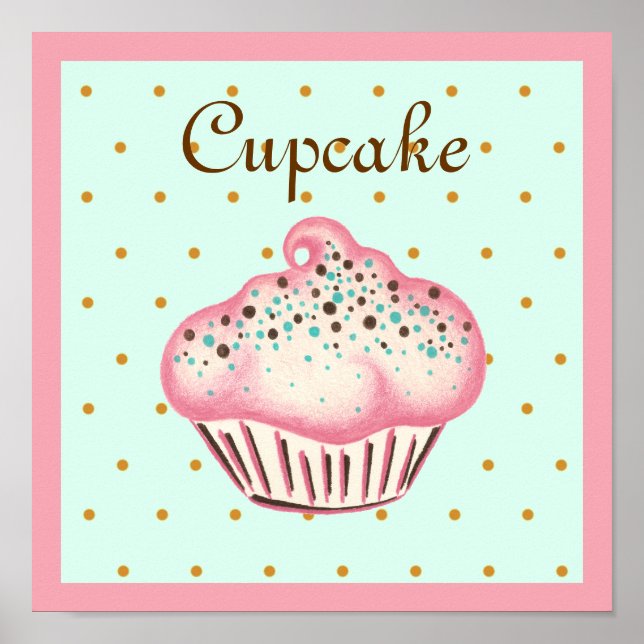Affiche d'art cupcake rose (Devant)