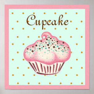 Affiche d'art cupcake rose
