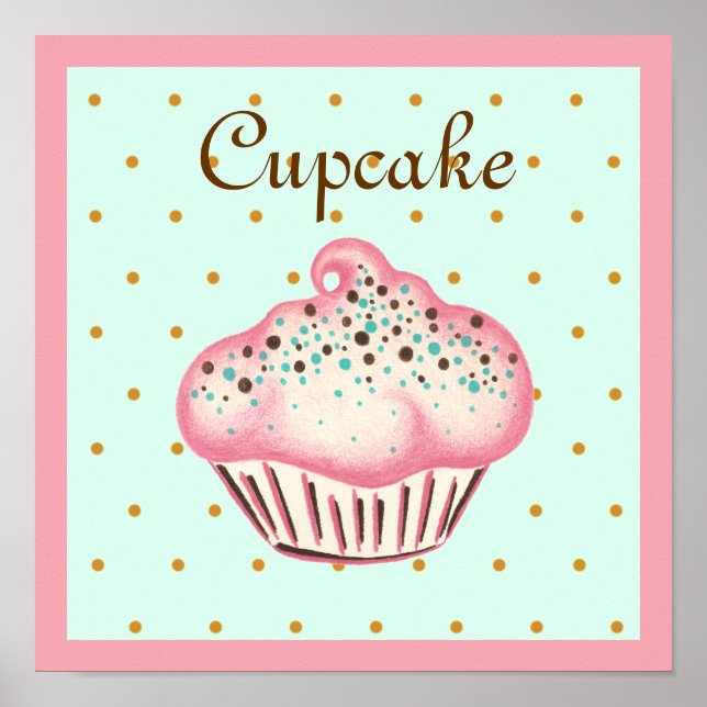 Affiche d'art cupcake rose (Devant)
