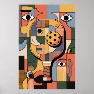 Affiche d'art de balle de raquette de pickleball c