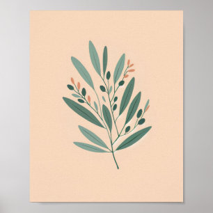 Affiche d'art de branche d'olive botanique