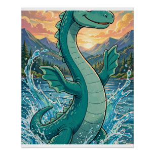 Affiche d'art de carte à collectionner de Nessie