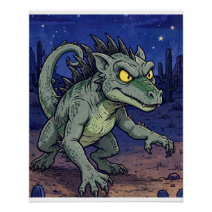 Affiche d'art de carte de collection Chupacabra
