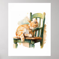 Affiche d'art de chat tigré orange