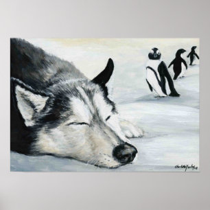Affiche d'art de chien "de rêve de Penquin de