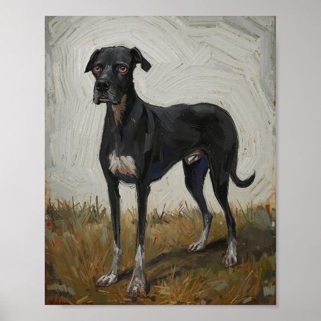 Affiche d'art de chien expressionniste moderne (Devant)