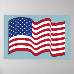 Affiche d'art de drapeau américain agité