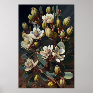 Affiche d'art de fleur de Jojoba blanche