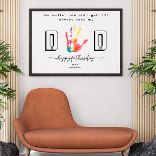 Affiche d'art de fleur d'empreinte de main pour la