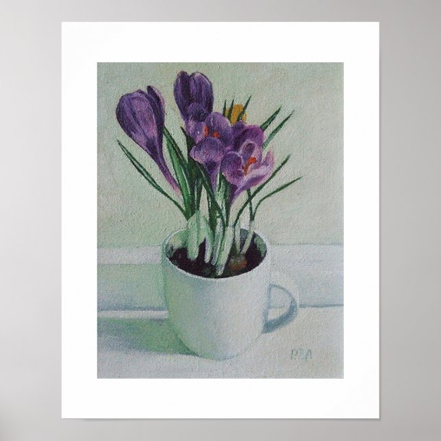 Affiche d'art de fleurs de crocus violets par Pola (Devant)