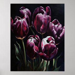 Affiche d'art de fleurs de tulipe violette