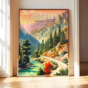 Affiche d'art de la forêt nationale d'Angeles, Rét