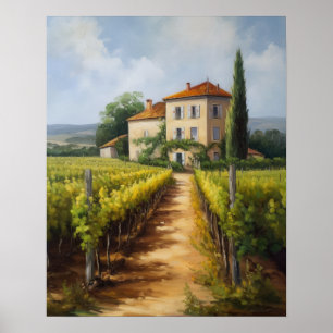 Affiche d'art de paysage de vignoble français