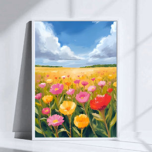 Affiche d'art de peinture de paysage de champ de f