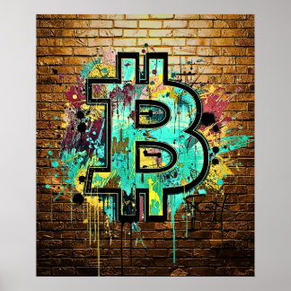 Affiche d'art de rue Bitcoin – Conception de graff