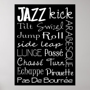 Affiche d'art de souterrain de danse de jazz