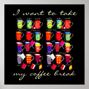 Affiche d'art de tasse d'argot de café