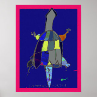Affiche d'art de Tortue mordante 18 x 24