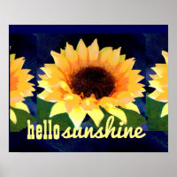 affiche d'art de tournesol lumineux avec bonjour s