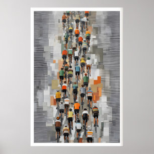 Affiche d'art de vélo Peloton gris atténué, rythmi