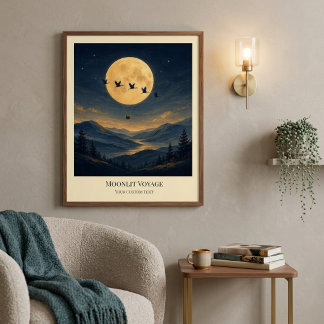Affiche d'art de voyage au clair de lune personnal