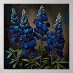 Affiche d'art d'impression de fleur de Lupin Bleu