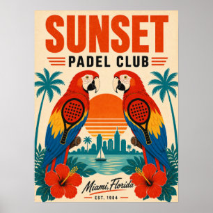 Affiche d'art du Retro Miami Sunset Padel Club