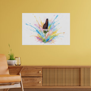 Affiche d'art éclaboussé de papillon reine