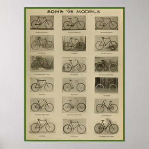 Affiche d'art et de modèles de bicyclettes Vintage