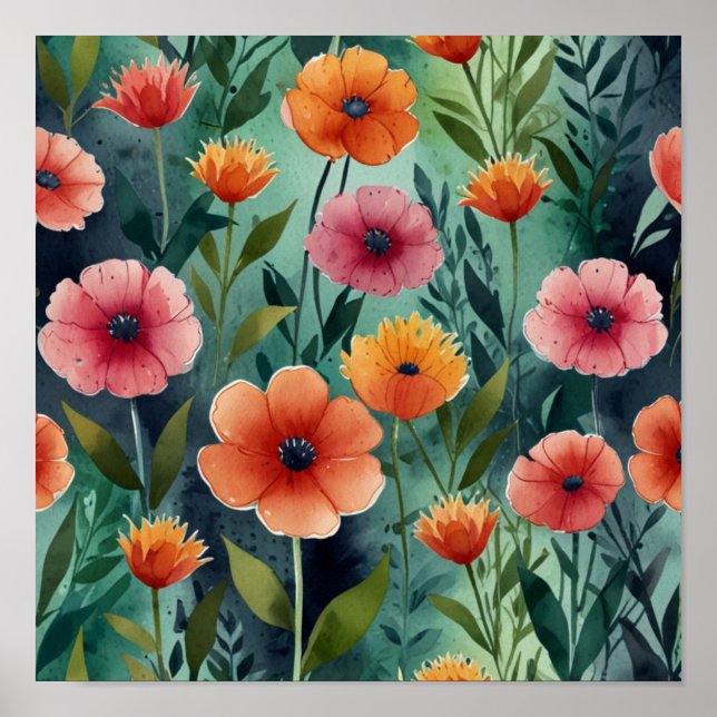 Affiche d'art floral élégant (Devant)