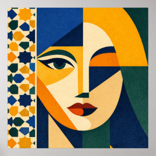 Affiche d'art géométrique bohème Portrait de femme