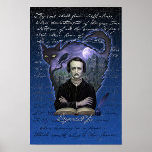 Affiche d'art gothique Edgar Allan Poe avec corbea