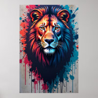 Affiche d'art graffiti Lion majestueux