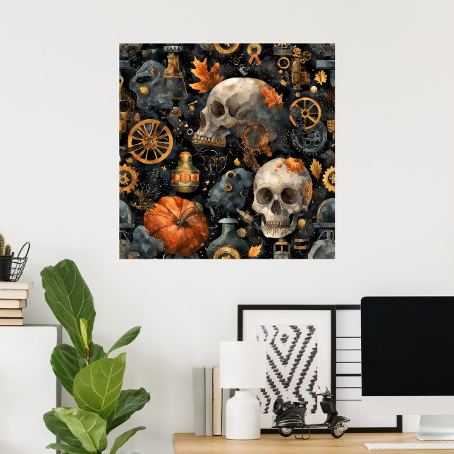 Affiche d'art Halloween Steampunk (Bureau à domicile)
