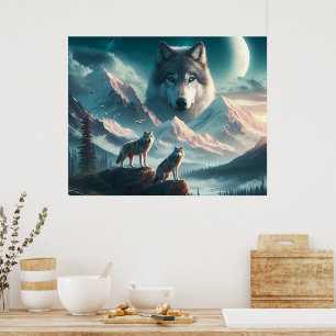 Affiche d'art IA Esprit des Loups