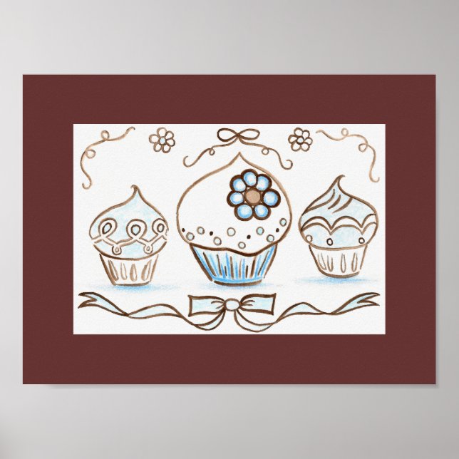 Affiche d'art impression cupcake bleu (Devant)