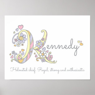 Affiche d'art initiale gribouillée nom et signific