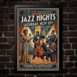 Affiche d'art Jazz Vintage 1930