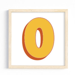 Affiche d'art lettrage, monogramme O, initiale de 