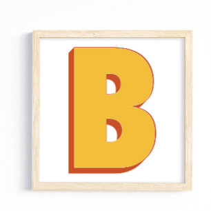 Affiche d'art lettre, monogramme B, initiale de ty